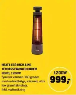 XL-BYG HEAT1 ECO HIGH-LINE TERRASSEVARMER UNDER BORD, 1200W tilbud