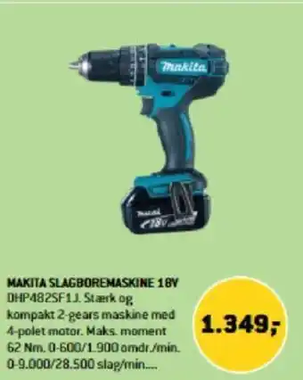 XL-BYG MAKITA SLAGBOREMASKINE 18V tilbud