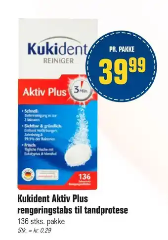 Otto Duborg Kukident Aktiv Plus rengøringstabs til tandprotese tilbud