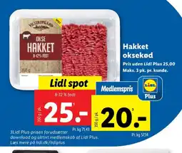 Lidl Hakket oksekød 8-12% tilbud