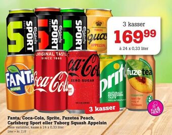 Poetzsch Padborg Fanta, Coca-Cola, Sprite, Fuzetea Peach, Carlsberg Sport eller Tuborg Squash Appelsin tilbud