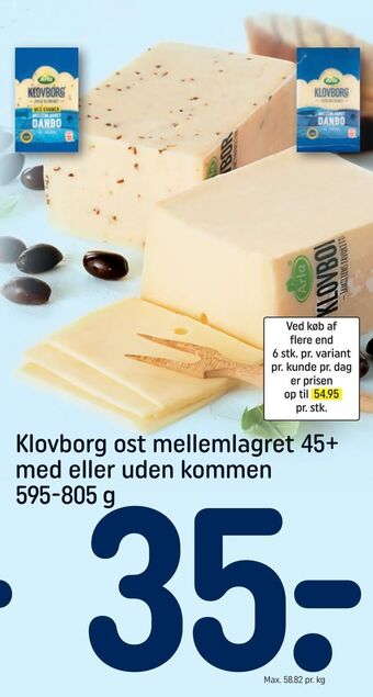 Klovborg ost mellemlagret 45+ med eller uden kommen