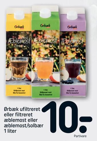 REMA 1000 Ørbæk ufiltreret eller filtreret æblemost eller æblemost/solbær tilbud
