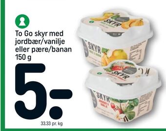 REMA 1000 To Go skyr med jordbær/vanilje eller pære/banan tilbud