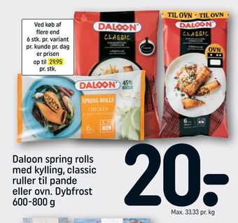 REMA 1000 Daloon spring rolls med kylling, classic ruller til pande eller ovn tilbud