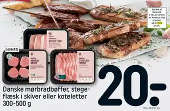 REMA 1000 Danske mørbradbøffer, stege flæsk i skiver eller koteletter tilbud