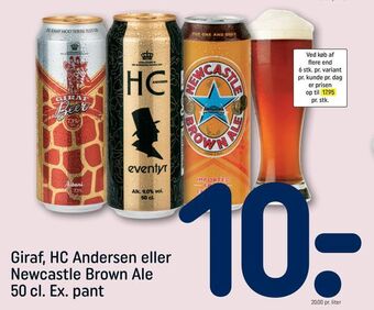 REMA 1000 Giraf, HC Andersen eller Newcastle Brown Ale tilbud
