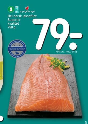 REMA 1000 Hel norsk laksefilet Superior kvalitet tilbud