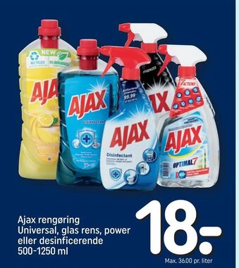 REMA 1000 Ajax rengøring Universal, glas rens, power eller desinficerende tilbud