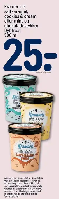 REMA 1000 Kramer's is saltkaramel, cookies & cream eller mint og chokoladestykker tilbud