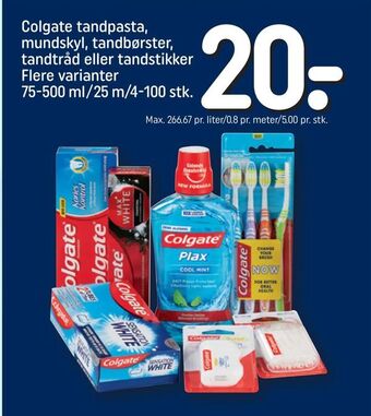 REMA 1000 Colgate tandpasta, mundskyl, tandbørster, tandtråd eller tandstikker tilbud
