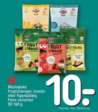 REMA 1000 Økologiske frugtstænger, snacks eller figenpålæg tilbud