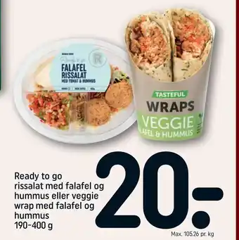 REMA 1000 Ready to go rissalat med falafel og hummus eller veggie wrap med falafel og hummus tilbud