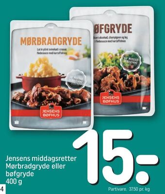 REMA 1000 Jensens middagsretter Mørbradgryde eller bøfgryde tilbud