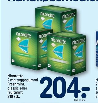 REMA 1000 Nicorette 2 mg tyggegummi Freshmint, classic eller fruitmint tilbud