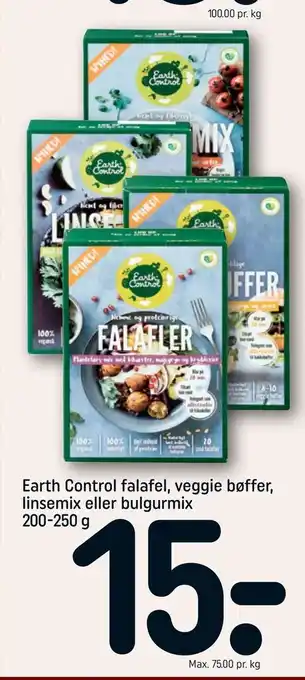 REMA 1000 Earth Control falafel, veggie bøffer, linsemix eller bulgurmix tilbud