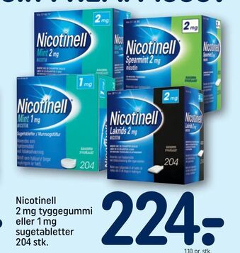 REMA 1000 Nicotinell 2 mg tyggegummi eller 1 mg sugetabletter tilbud