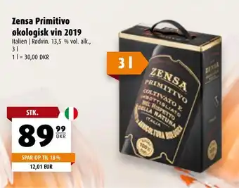 Scandinavian Park Zensa Primitivo økologisk vin 2019 tilbud