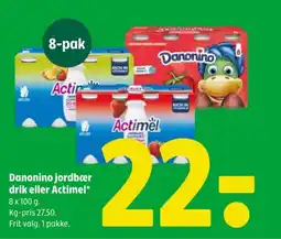 Coop 365 Danonino jordbær drik eller Actimel tilbud