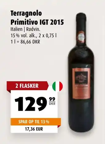 Scandinavian Park Terragnolo Primitivo IGT 2015 tilbud