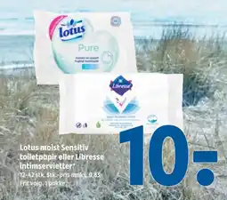 Coop 365 Lotus moist Sensitiv toiletpapir eller Libresse intimservietter tilbud