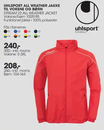 Sportigan Uhlsport All Weather Jakke Til Voksne Og Børn 260 Inkl.Moms tilbud
