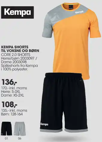 Sportigan Kempa Shorts Til Voksne Og Børn 135 Inkl.Moms tilbud