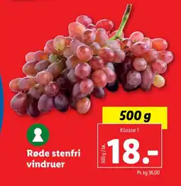 Lidl Røde stenfri vindruer tilbud
