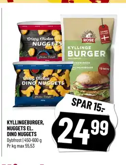 Løvbjerg KYLLINGEBURGER, NUGGETS EL. DINO NUGGETS tilbud