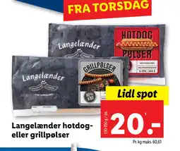 Lidl Langelænder hotdog- eller grillpølser tilbud