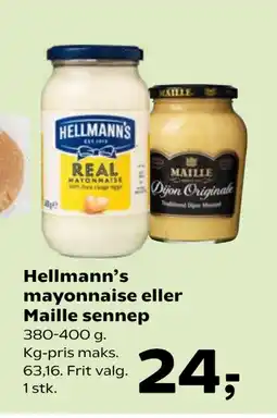 SuperBrugsen Hellmann’s mayonnaise eller Maille sennep tilbud