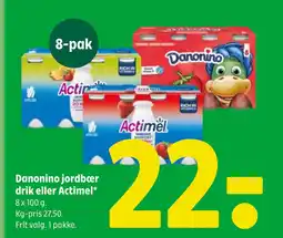 Coop 365 Danonino jordbær drik eller Actimel tilbud