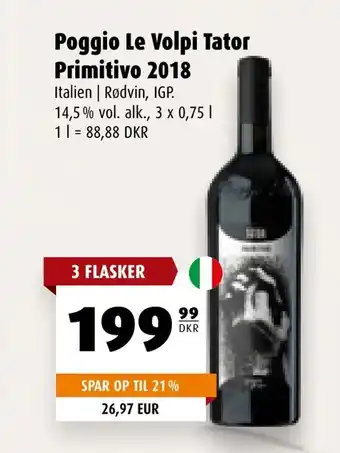 Scandinavian Park Poggio Le Volpi Tator Primitivo 2018 tilbud