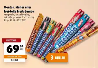 Scandinavian Park Mentos, Meller eller Frui-tella Fruits Jumbo tilbud