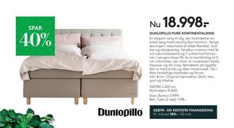 SengeSpecialisten Dunlopillo pure kontinentalseng tilbud