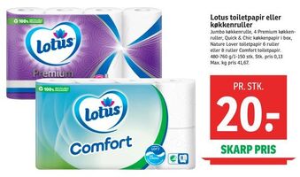 SPAR Lotus toiletpapir eller køkkenruller tilbud
