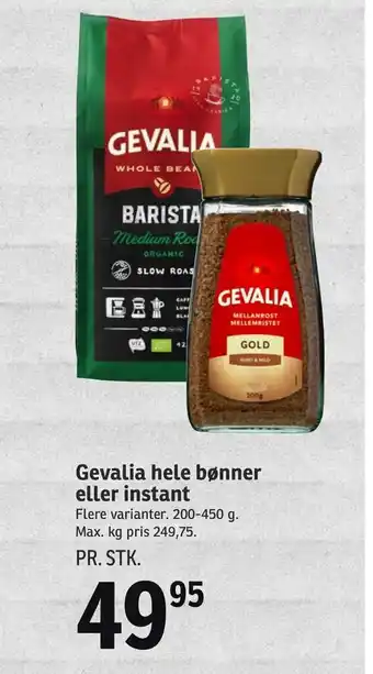 SPAR Gevalia hele bønner eller instant tilbud