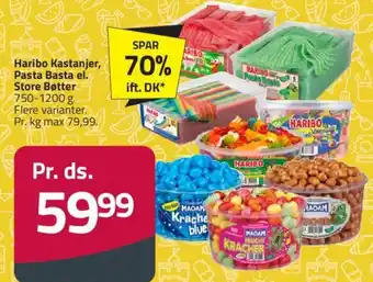 Fleggaard Haribo Kastanjer, Pasta Basta el. Store Bøtter tilbud