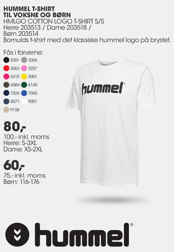 Sportigan Hummel T-Shirt Til Voksne Og Børn 75 Inkl.Moms tilbud