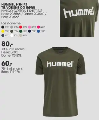 Sportigan Hummel T-Shirt Til Voksne Og Børn 75 Inkl.Moms tilbud