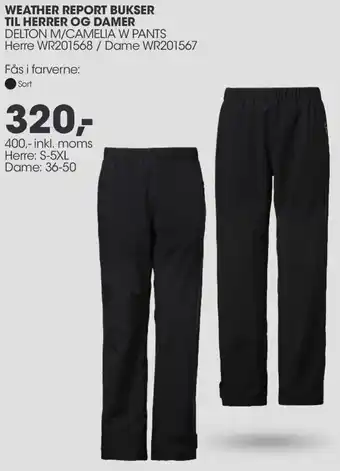 Sportigan Weather Report Bukser Til Herrer Og Damer 400 Inkl.Moms tilbud