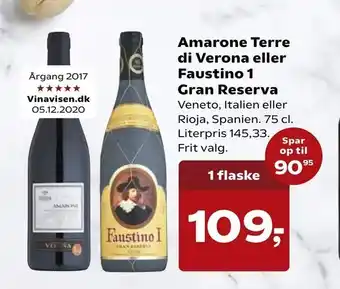SuperBrugsen Amarone Terre di Verona eller Faustino 1 Gran Reserva tilbud