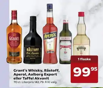 SuperBrugsen Grant's Whisky, Råstoff, Aperol, Aalborg Export eller Taffel Akvavit tilbud