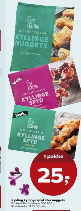 Kykling kyllinge spyd eller nuggets