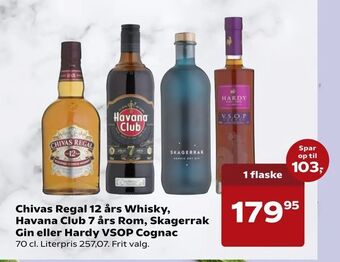 SuperBrugsen Chivas Regal 12 års Whisky, Havana Club 7 års Rom, Skagerrak Gin eller Hardy VSOP Cognac tilbud