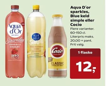 SuperBrugsen Aqua D'or sparkles, Blue keld simple eller Cocio tilbud