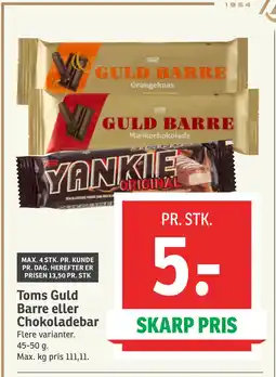 SPAR Toms Guld Barre eller Chokoladebar tilbud