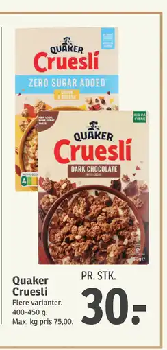 SPAR Quaker Cruesli tilbud