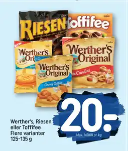 REMA 1000 Werther's, Riesen eller Toffifee Flere varianter 125-135 g tilbud