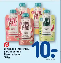 REMA 1000 Lovemade smoothies, puré eller grød Flere varianter 100 g tilbud